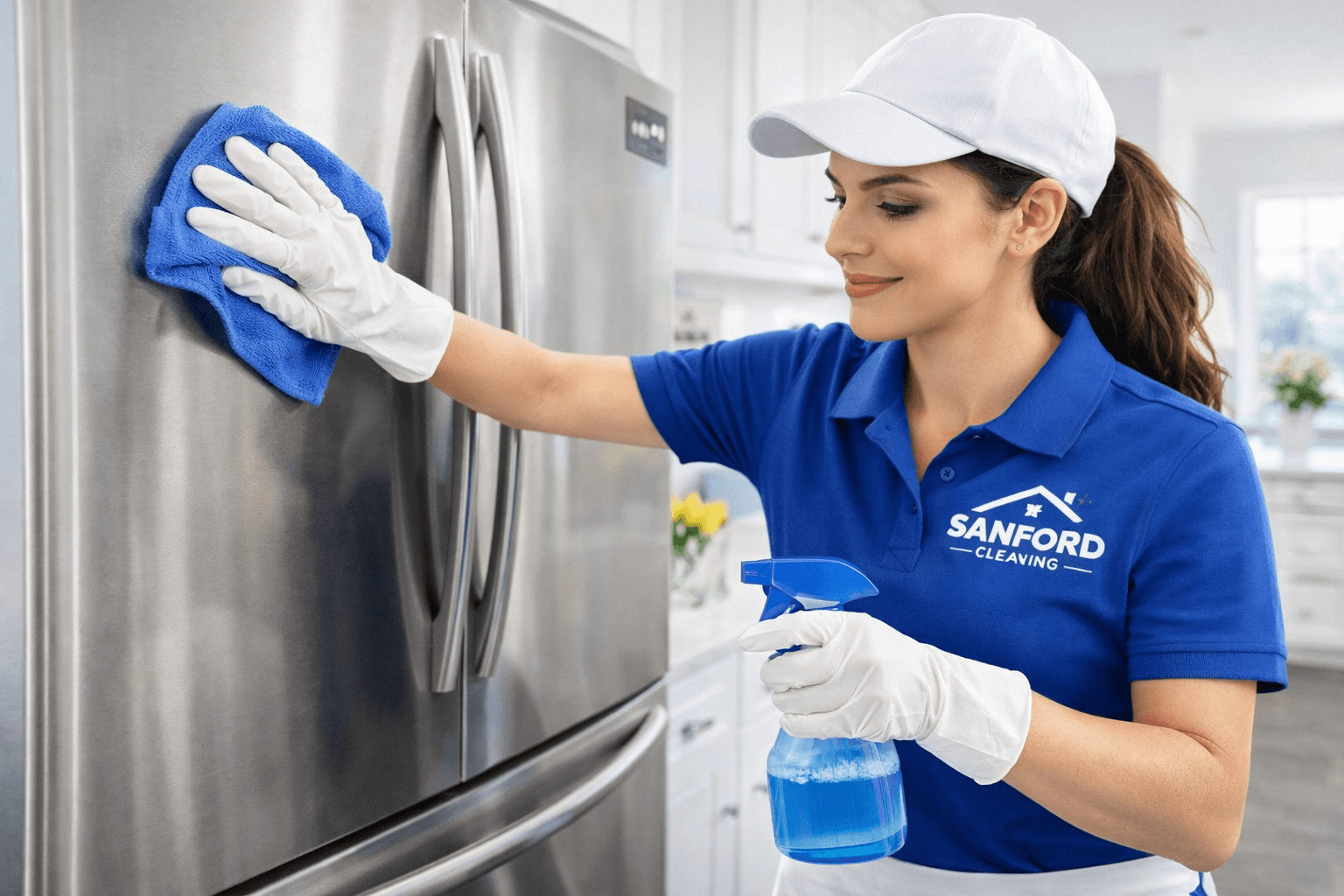 Deep cleaning inside a refrigerator in Sanford, FL